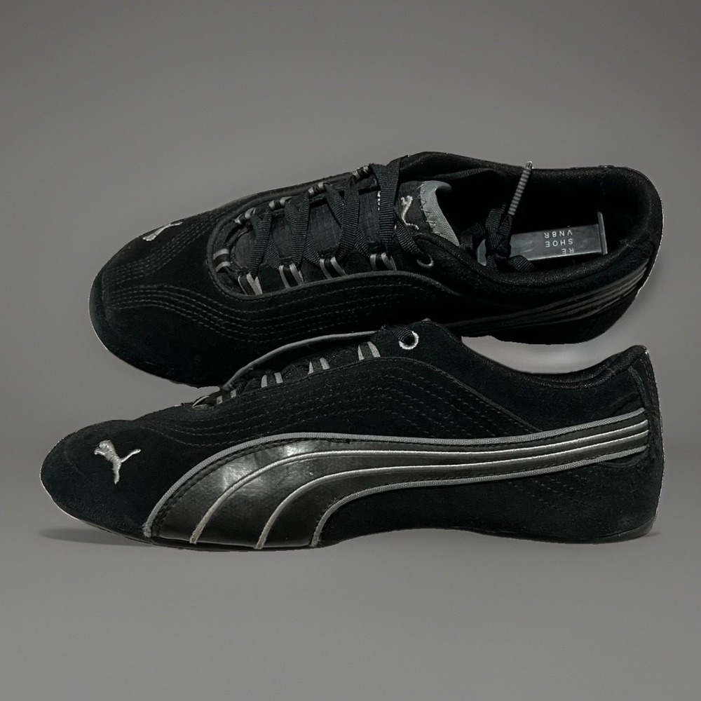 Puma Catch Soleil Womens Black Suede Lace Up Racing-Inspired Sneakers Size 7